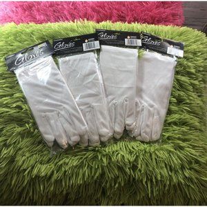 Lot of 4 Pair Costume Accessory Theatrical Gloves White Fun World Halloween 9072